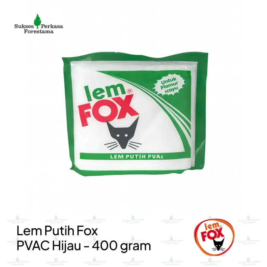 Lem Putih Fox PVAC Hijau 400 gram