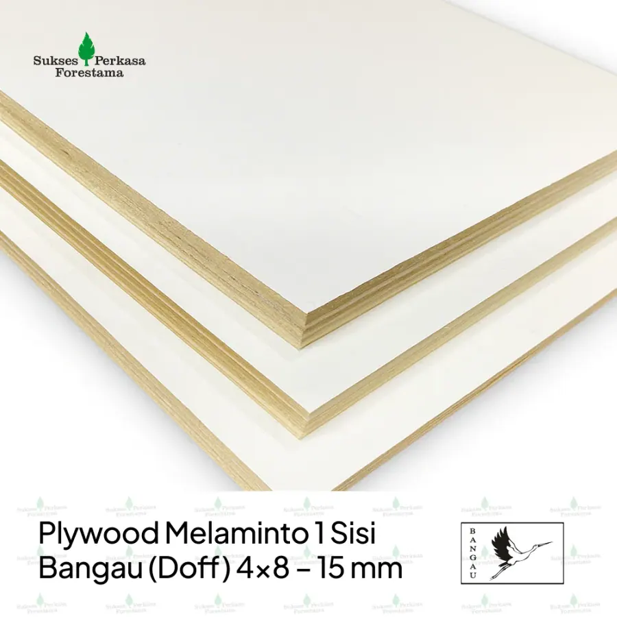 Plywood Melaminto 1 Sisi Bangau (Doff) 4x8 - 15 mm