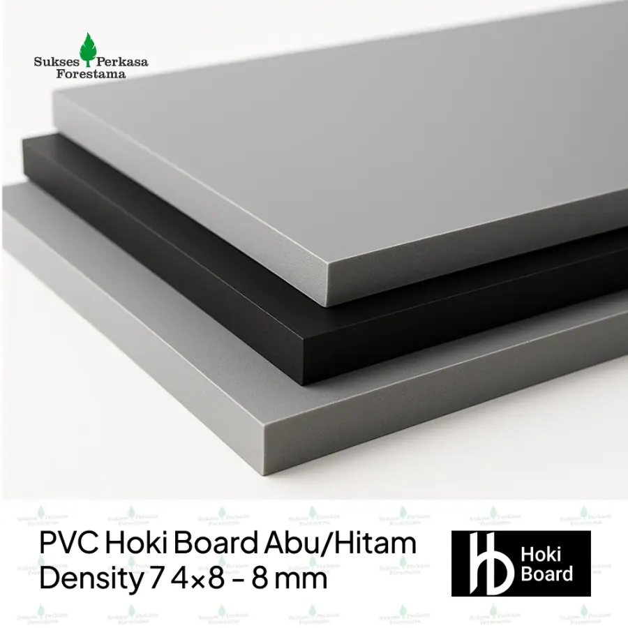 PVC Hoki Board Abu/Hitam Density 7 4x8 - 8 mm