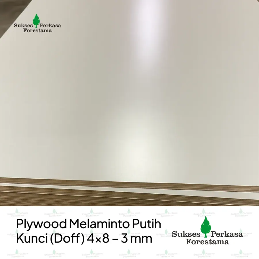 Plywood Melaminto Putih Kunci (Doff) 4x8 - 3 mm