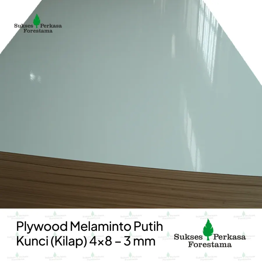 Plywood Melaminto Putih Kunci (Kilap) 4x8 - 3 mm