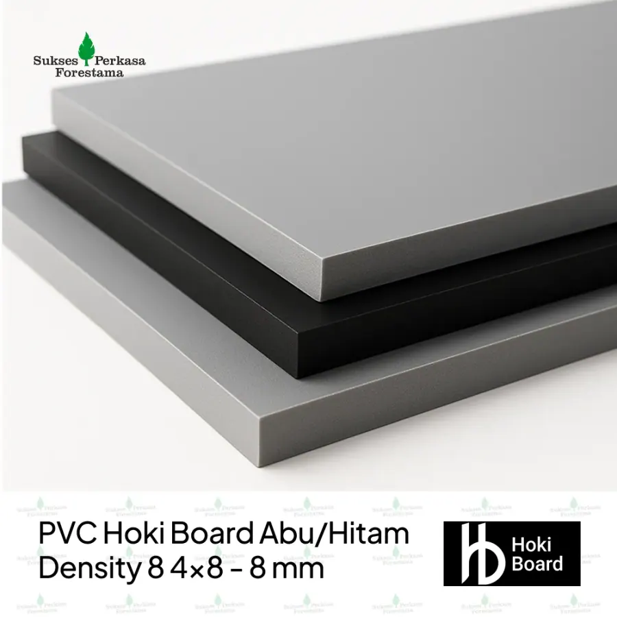 PVC Hoki Board Abu/Hitam Density 8 4x8 - 8 mm