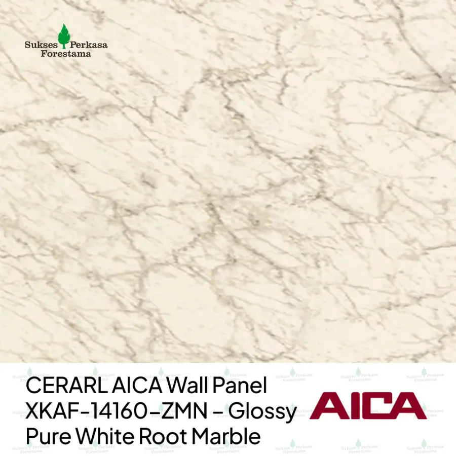 CERARL AICA Wall Panel XKAF-14160-ZMN – Glossy Pure White Root Marble