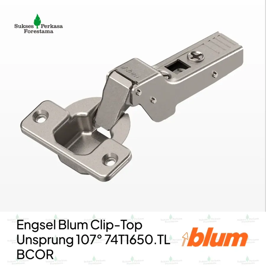 Engsel Blum Clip-Top Unsprung 107° 74T1650.TL BCOR - ½ Bengkok