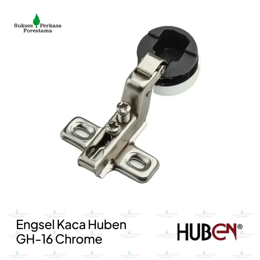 Engsel Kaca Huben GH-16 Ø26 mm Chrome - Full Bengkok