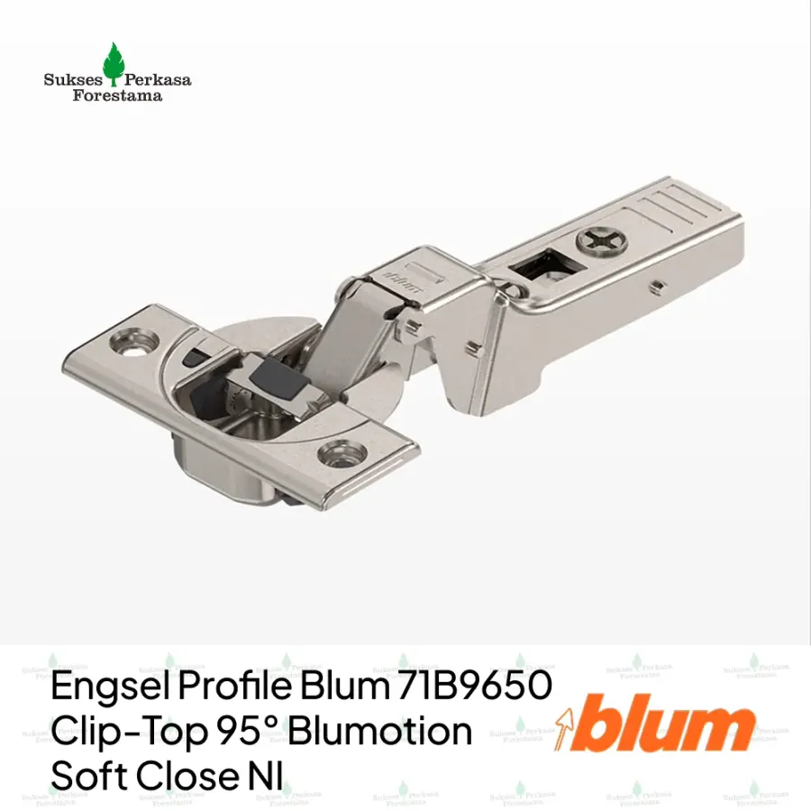 Engsel Profile Blum 71B9650 Clip-Top 95° Blumotion Soft Close NI - ½ Bengkok