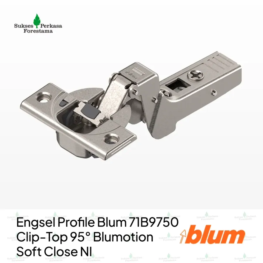 Engsel Profile Blum 71B9750 Clip-Top 95° Blumotion Soft Close NI - Full Bengkok