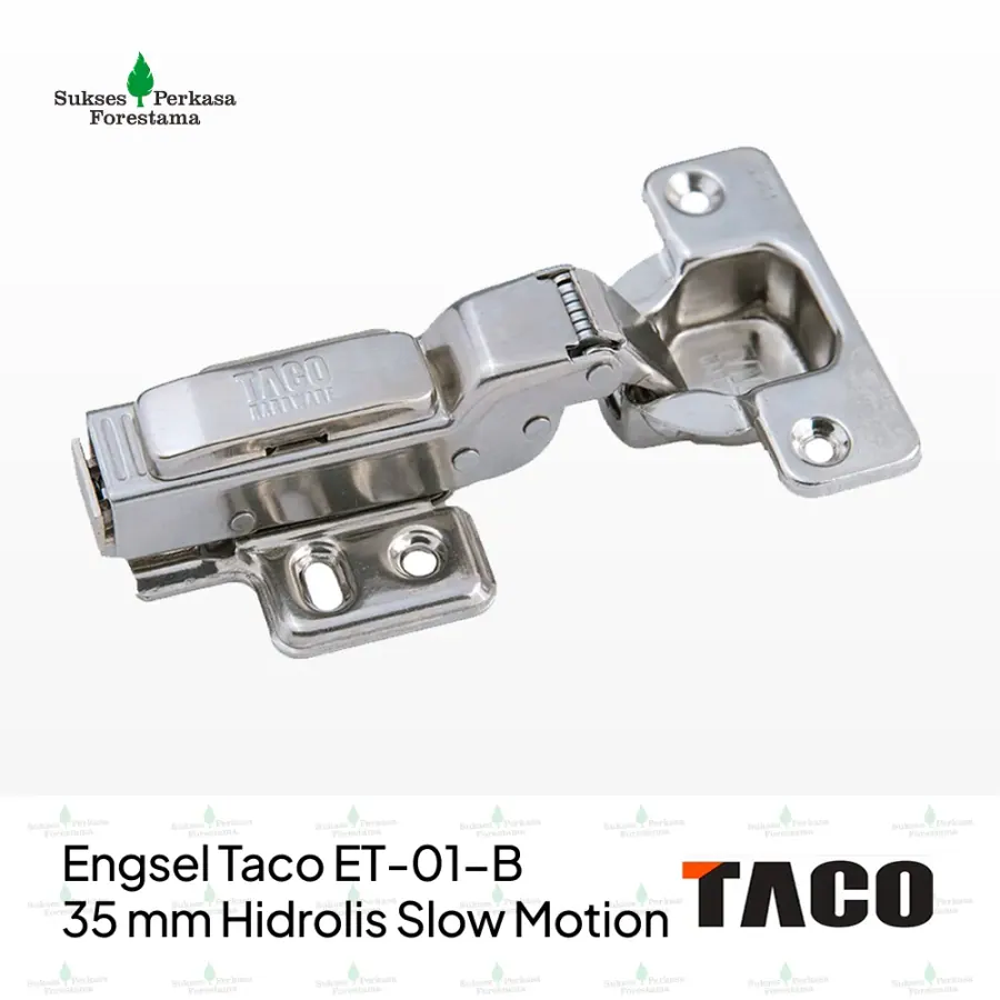 Engsel Taco ET-01-B 35 mm Hidrolis Slow Motion - 1/2 Bengkok (Chrome)