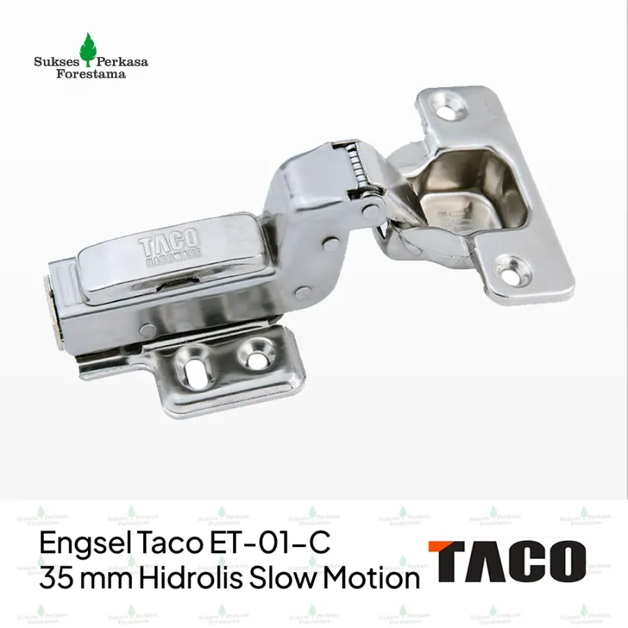 Engsel Taco ET-01-C 35 mm Hidrolis Slow Motion - Full Bengkok (Chrome)