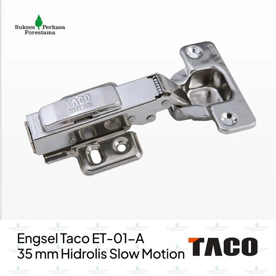 Engsel Taco ET-01-A 35 mm Hidrolis Slow Motion - Lurus (Chrome)