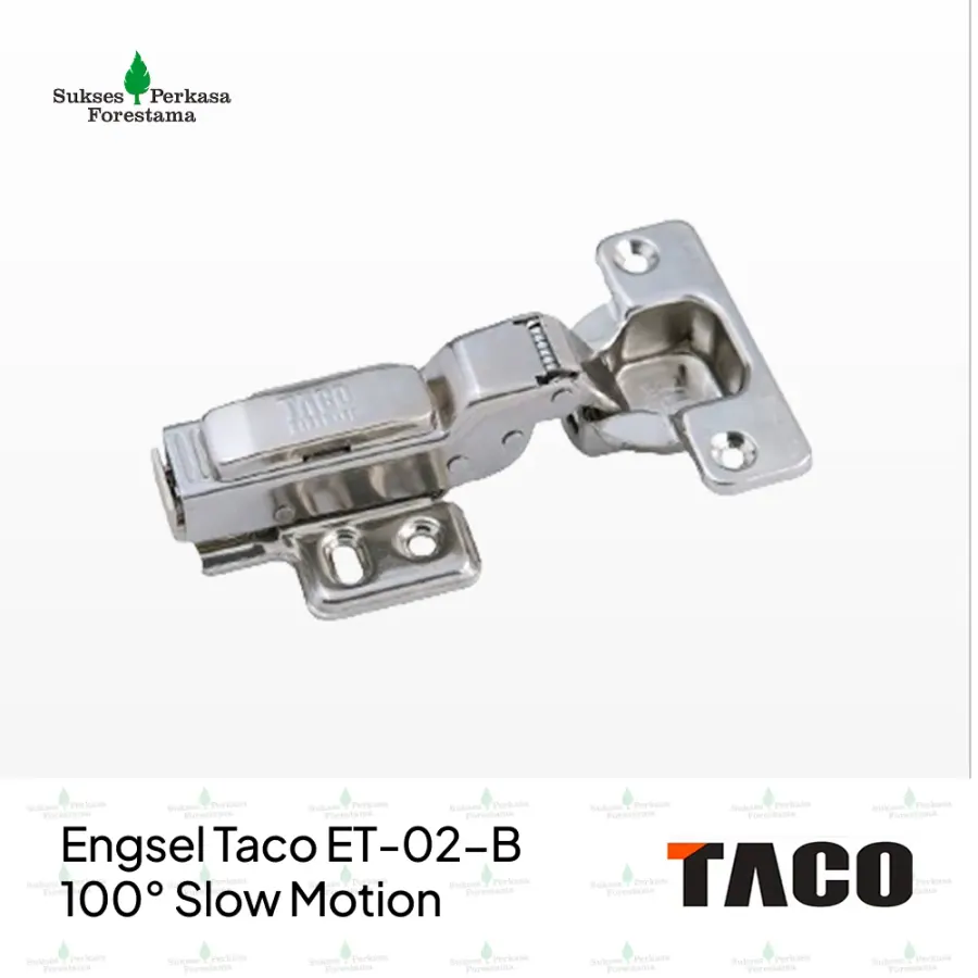 Engsel Taco ET-02-B 100° Slow Motion Stainless Steel - 1/2 Bengkok