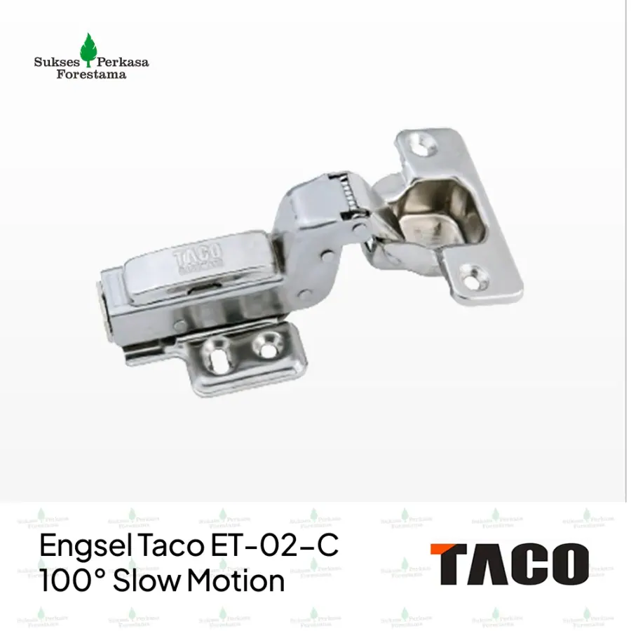 Engsel Taco ET-02-C 100° Slow Motion Stainless Steel - Full Bengkok