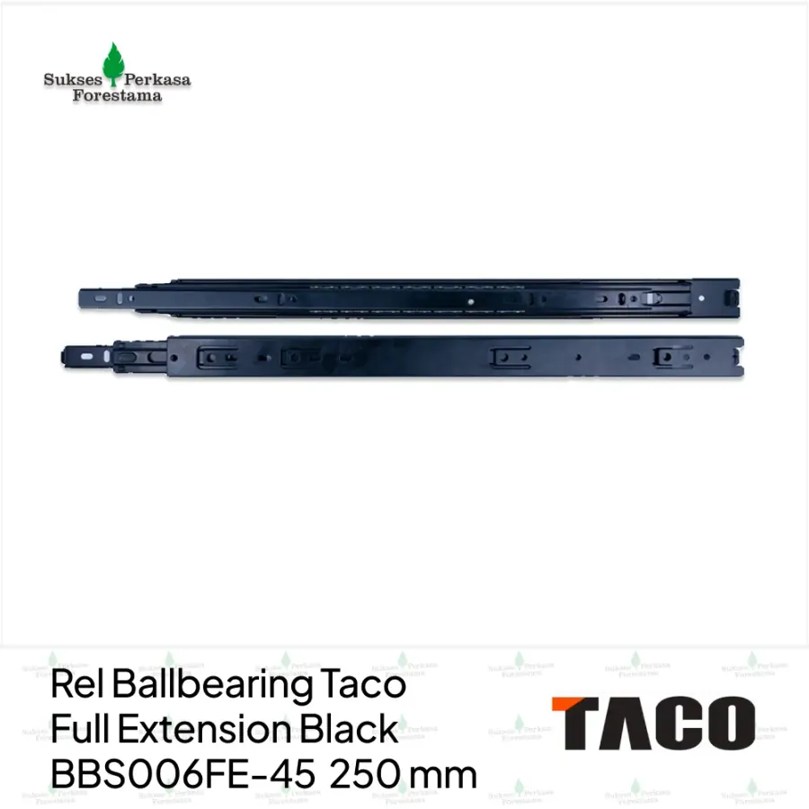 Rel Ballbearing Taco Full Extension Black BBS006FE-45 - 250 mm