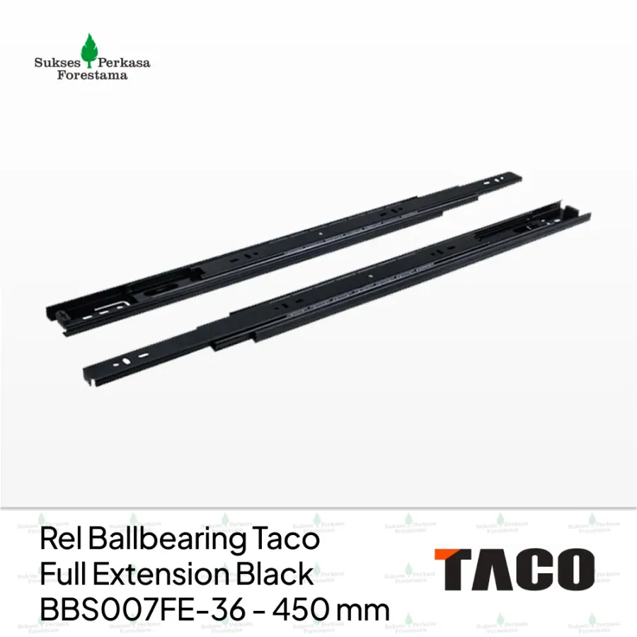 Rel Ballbearing Taco Full Extension Black BBS007FE-36 - 450 mm