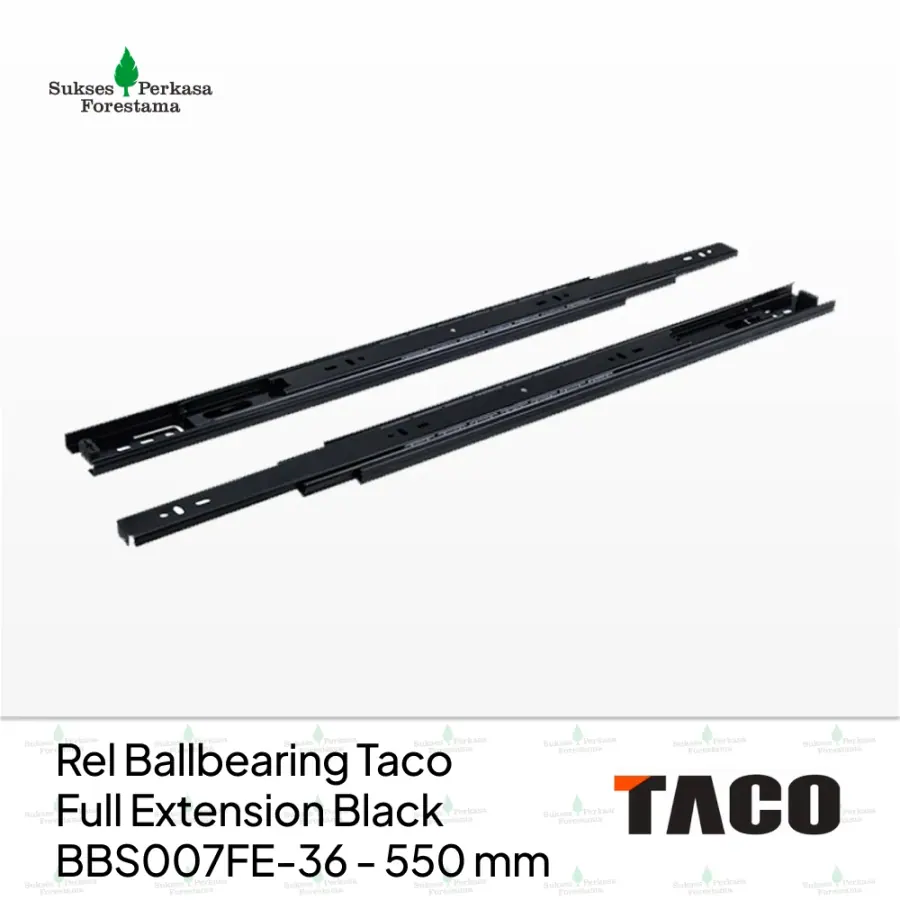 Rel Ballbearing Taco Full Extension Black BBS007FE-36 - 550 mm