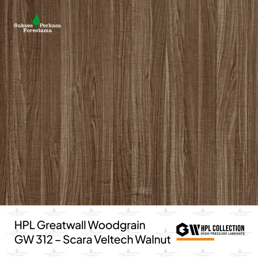 HPL Greatwall Woodgrain GW 312 – Scara Veltech Walnut