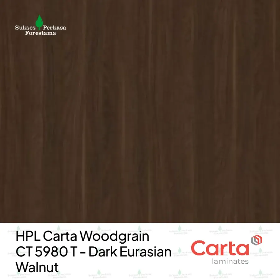 HPL Carta Woodgrain CT 5980 T - Dark Eurasian Walnut