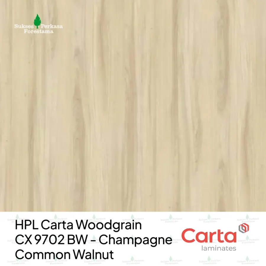 HPL Carta Woodgrain CX 9702 BW - Champagne Common Walnut