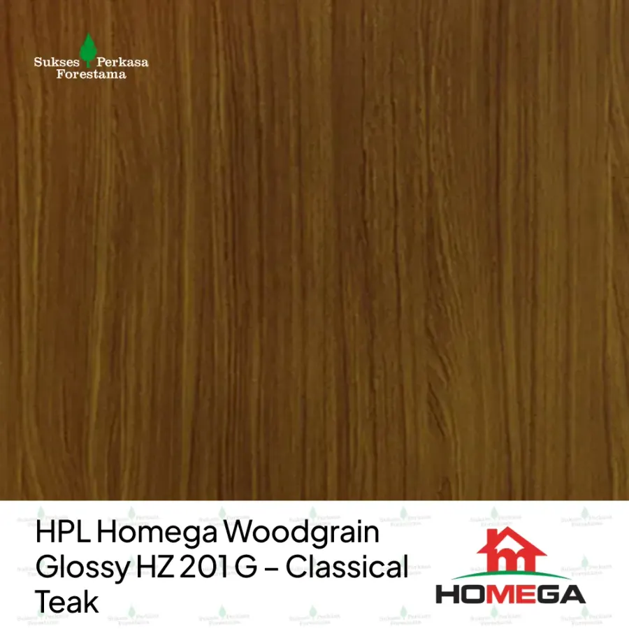 HPL Homega Woodgrain Glossy HZ 201 G – Classical Teak