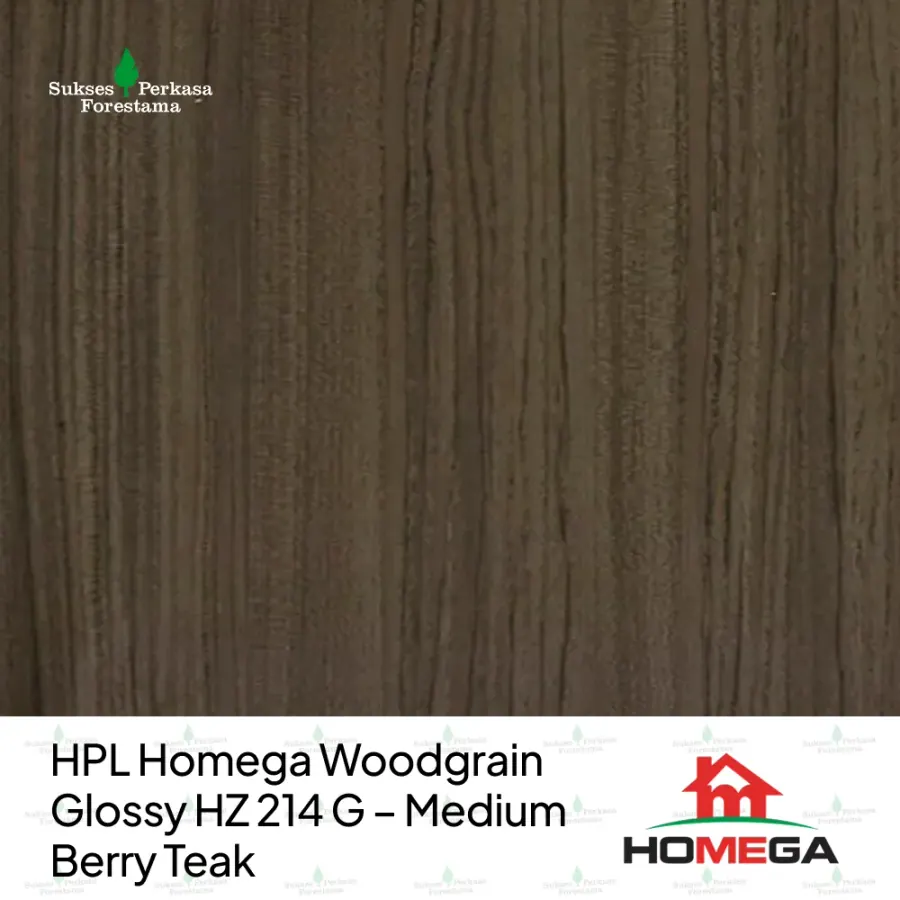 HPL Homega Woodgrain Glossy HZ 214 G – Medium Berry Teak