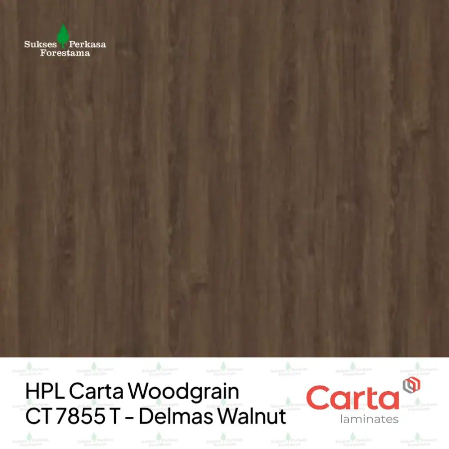 HPL Carta Woodgrain CT 7855 T - Delmas Walnut