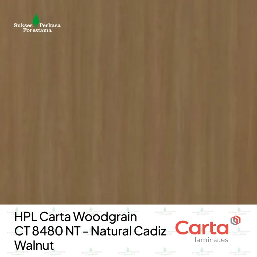 HPL Carta Woodgrain CT 8480 NT - Natural Cadiz Walnut