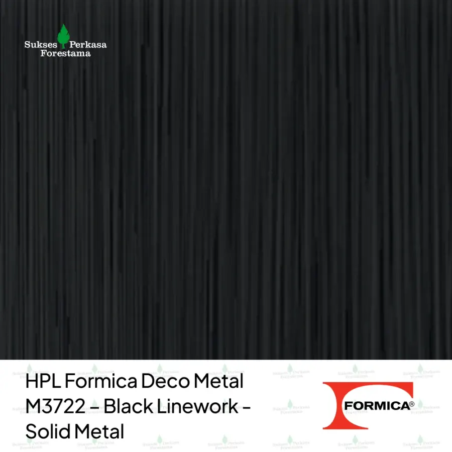 HPL Formica Deco Metal M3722 – Black Linework - Solid Metal