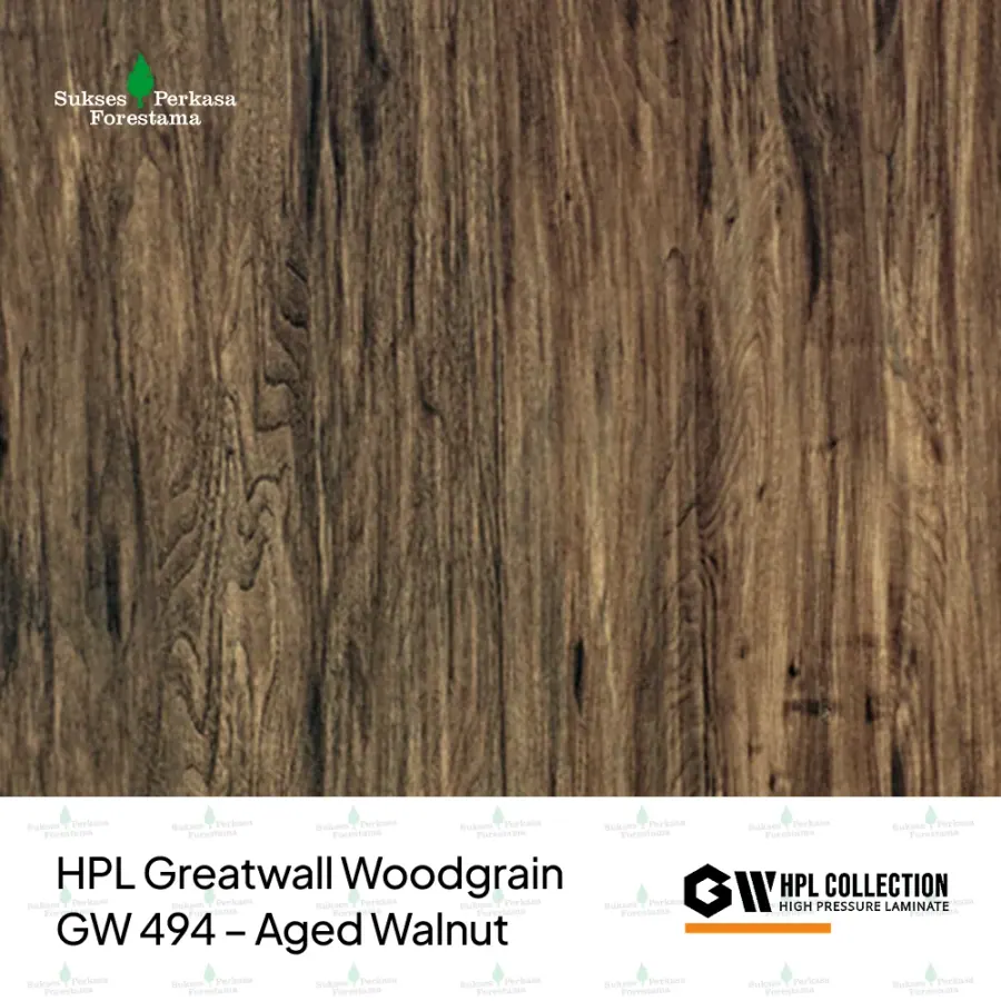 HPL Greatwall Woodgrain GW 494 – Aged Walnut