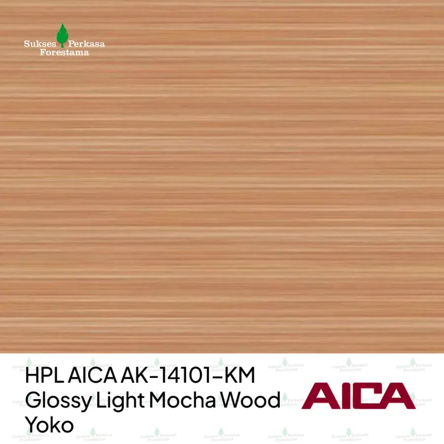 HPL AICA AK-14101-KM – Glossy Light Mocha Wood Yoko