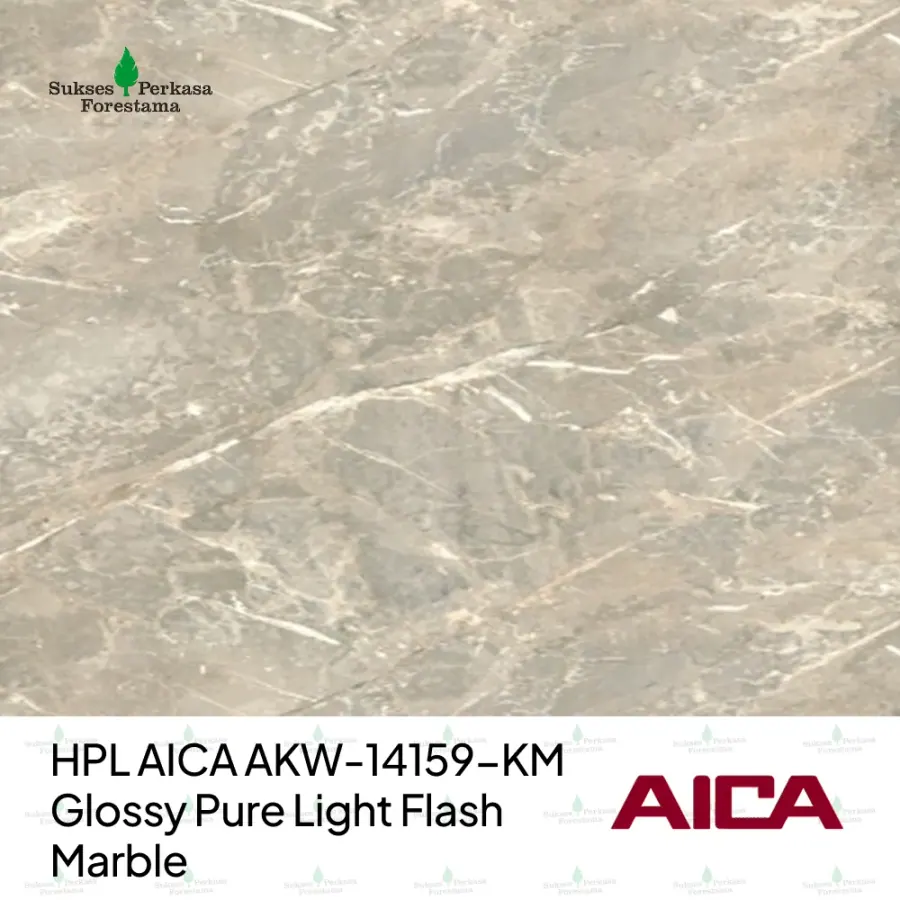 HPL AICA AKW-14159-KM – Glossy Pure Light Flash Marble