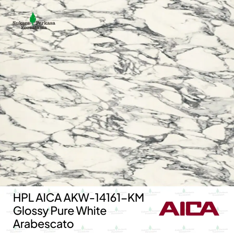 HPL AICA AKW-14161-KM – Glossy Pure White Arabescato
