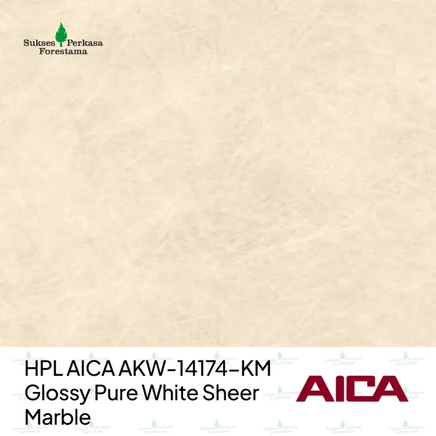 HPL AICA AKW-14174-KM – Glossy Pure White Sheer Marble