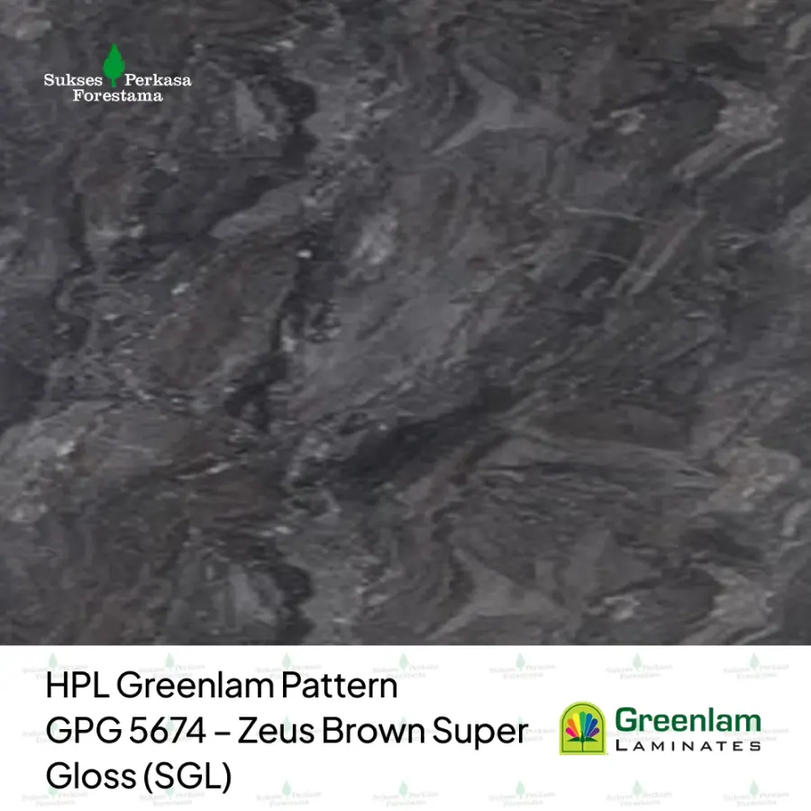 HPL Greenlam Pattern GPG 5674 – Zeus Brown Super Gloss (SGL)