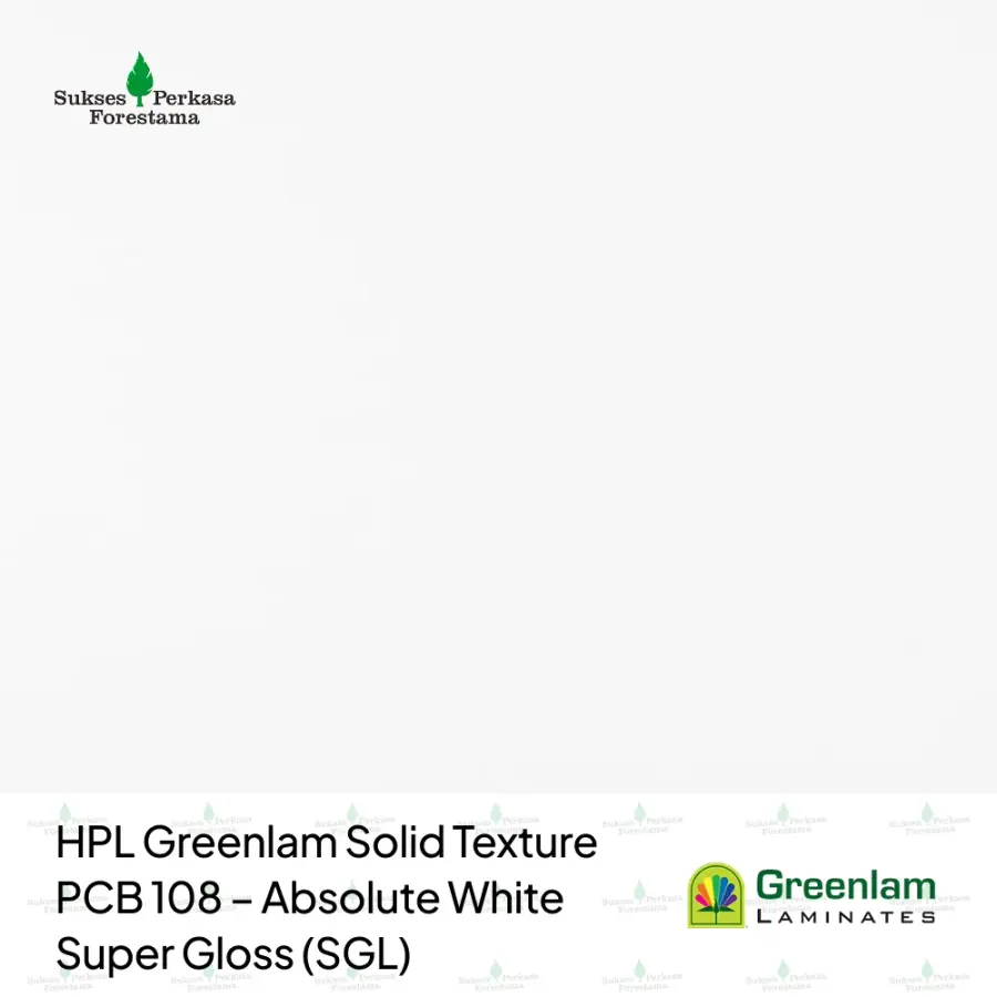 HPL Greenlam Solid Texture PCB 108 – Absolute White Super Gloss (SGL)