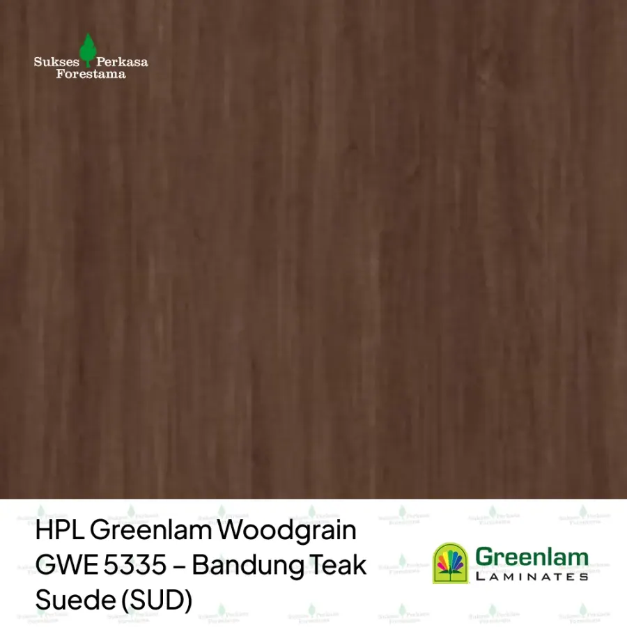 HPL Greenlam Woodgrain GWE 5335 – Bandung Teak Suede (SUD)