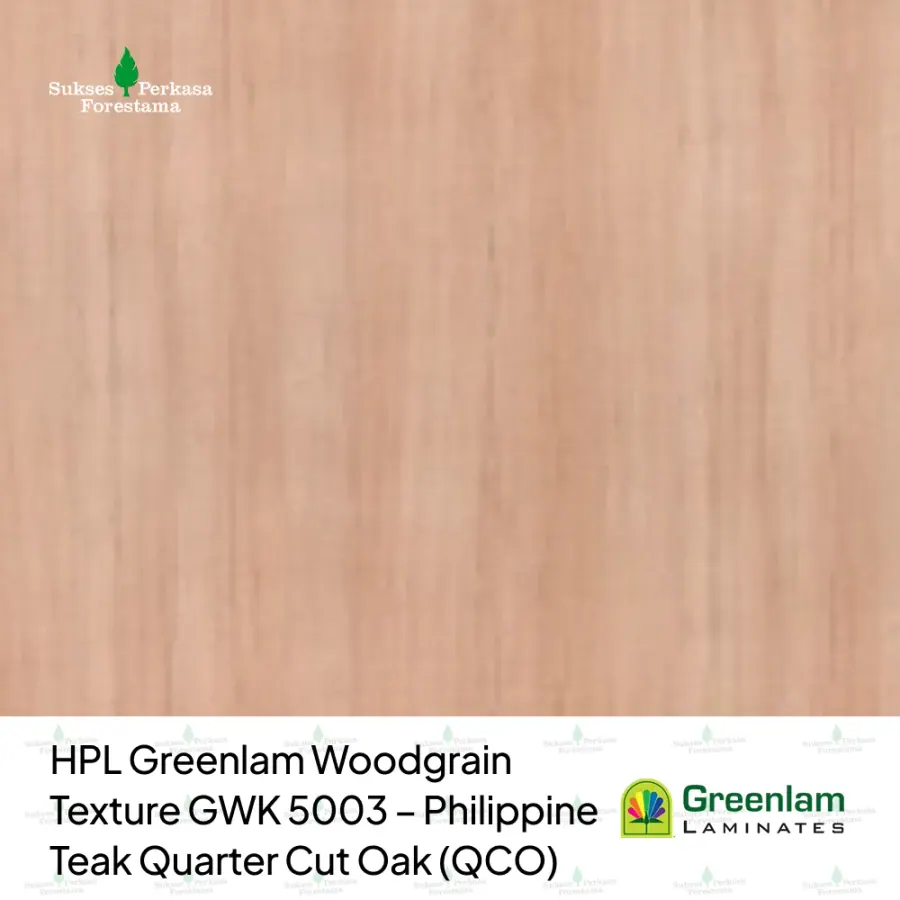 HPL Greenlam Woodgrain Texture GWK 5003 – Philippine Teak Quarter Cut Oak (QCO)