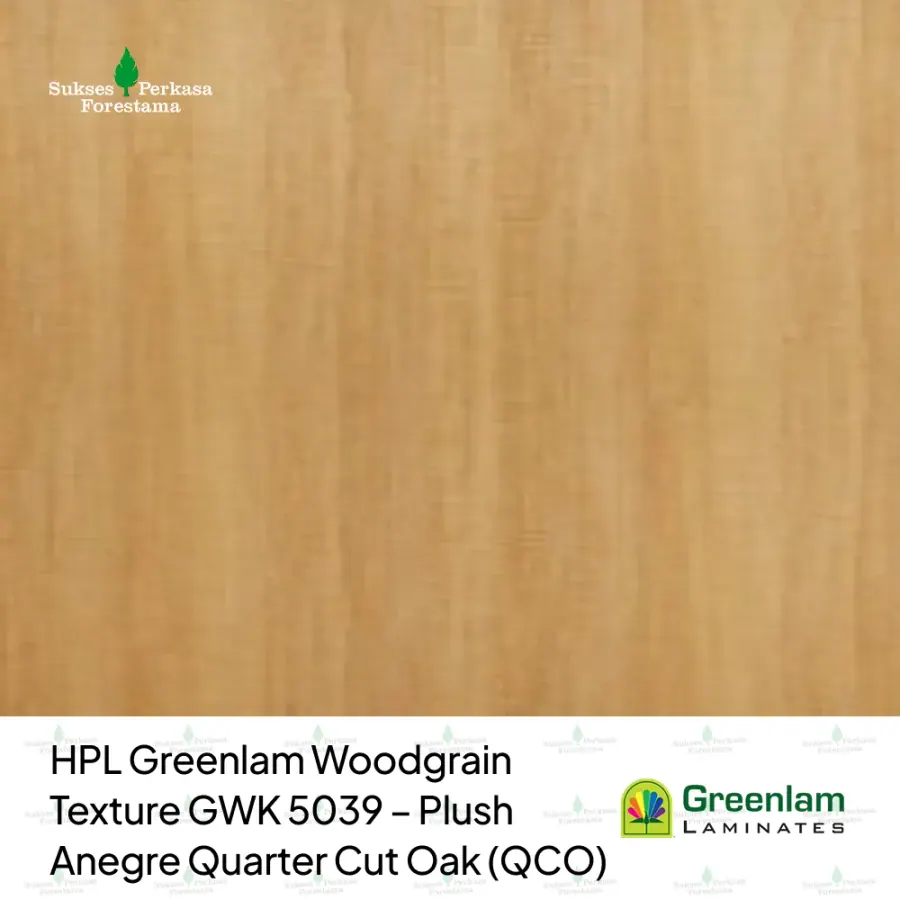 HPL Greenlam Woodgrain Texture GWK 5039 – Plush Anegre Quarter Cut Oak (QCO)