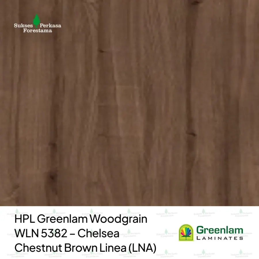 HPL Greenlam Woodgrain WLN 5382 – Chelsea Chestnut Brown Linea (LNA)