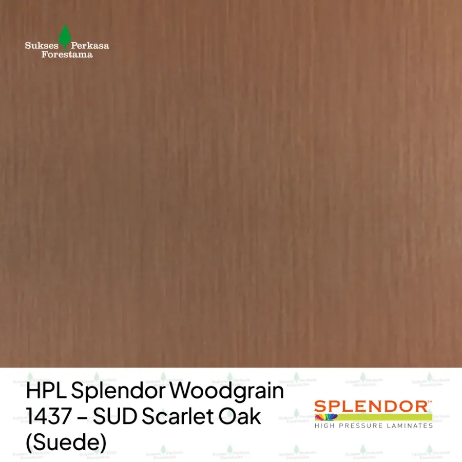 HPL Splendor Woodgrain 1437 – SUD Scarlet Oak (Suede)